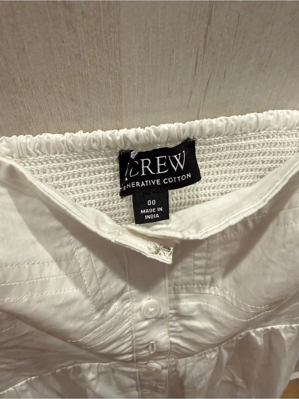 J. Crew White A-Line Midi Skirt with Button Front
